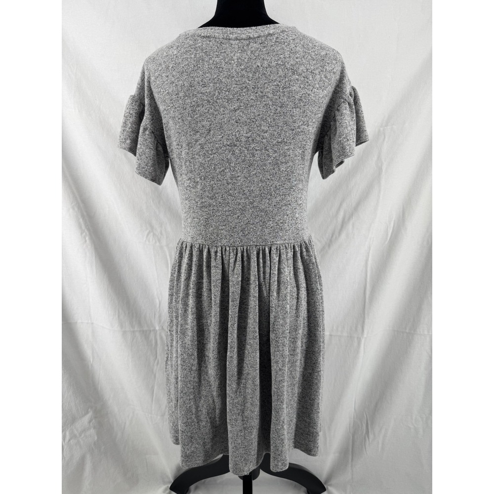 Cat & Jack Girls XL 14/16 Heather Gray Ruffle Sleeve Knot Waist Knit Dress - Picture 2 of 8
